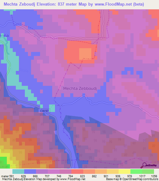 Mechta Zeboudj,Algeria Elevation Map