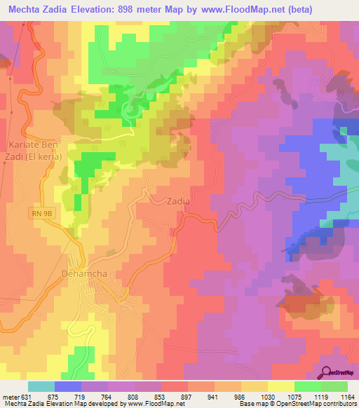 Mechta Zadia,Algeria Elevation Map