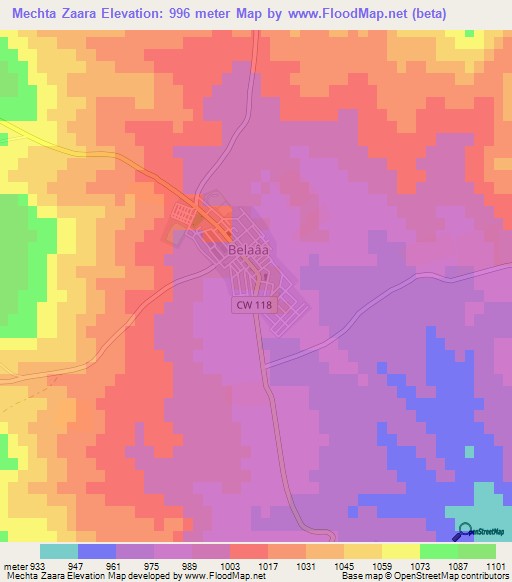 Mechta Zaara,Algeria Elevation Map