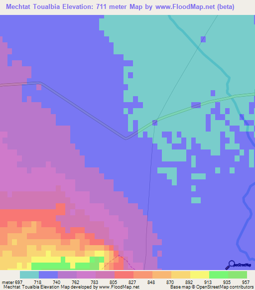 Mechtat Toualbia,Algeria Elevation Map