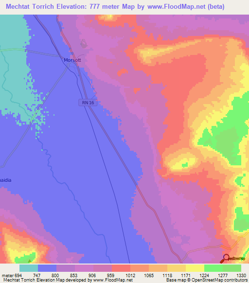 Mechtat Torrich,Algeria Elevation Map