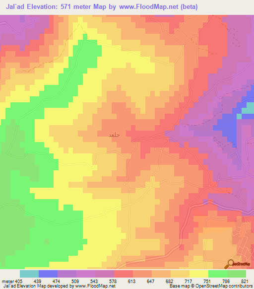Jal`ad,Jordan Elevation Map