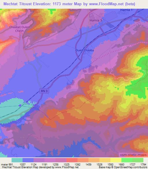 Mechtat Titoust,Algeria Elevation Map