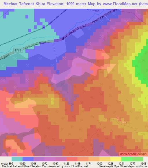 Mechtat Tafrennt Kbira,Algeria Elevation Map