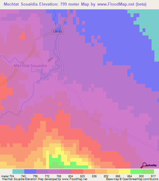 Mechtat Souaidia,Algeria Elevation Map