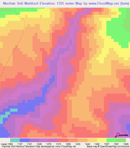 Mechtat Sidi Marklouf,Algeria Elevation Map