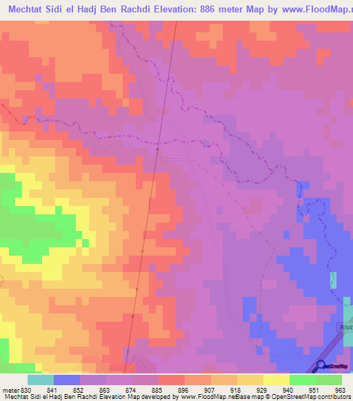 Mechtat Sidi el Hadj Ben Rachdi,Algeria Elevation Map