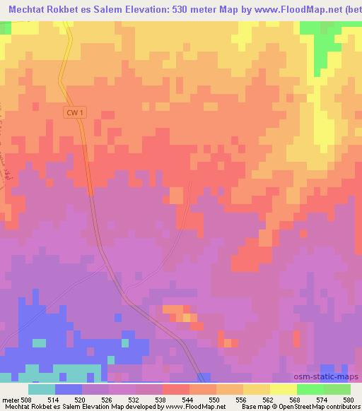 Mechtat Rokbet es Salem,Algeria Elevation Map