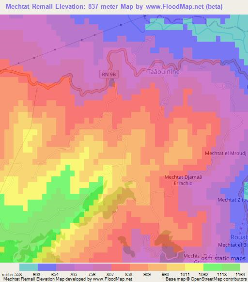 Mechtat Remail,Algeria Elevation Map