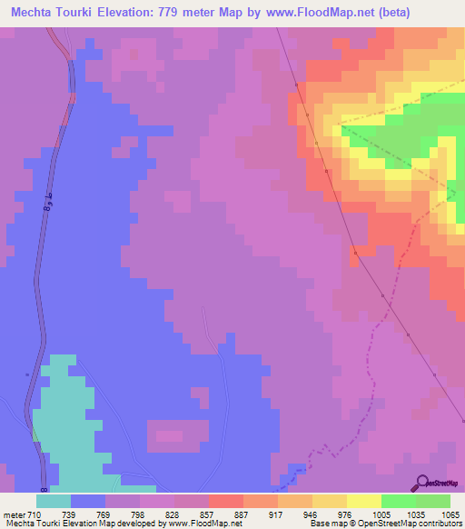 Mechta Tourki,Algeria Elevation Map