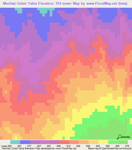 Mechtat Ouled Yahia,Algeria Elevation Map