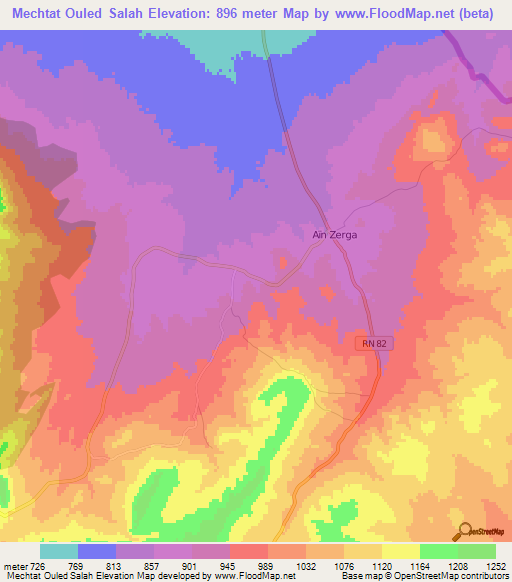 Mechtat Ouled Salah,Algeria Elevation Map