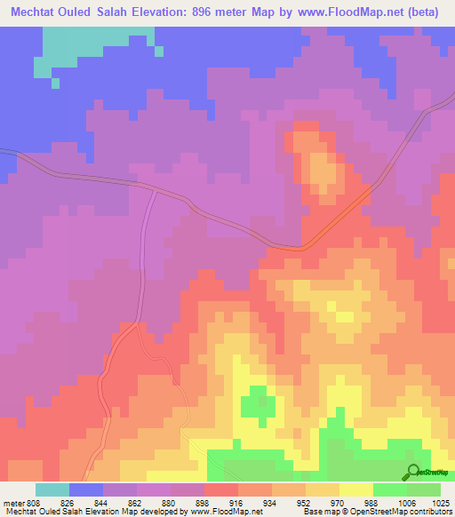 Mechtat Ouled Salah,Algeria Elevation Map