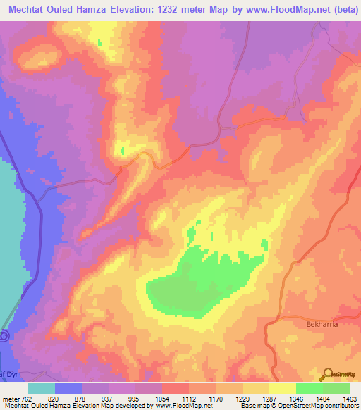 Mechtat Ouled Hamza,Algeria Elevation Map