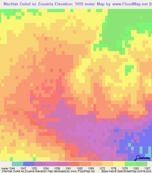 Mechtat Ouled ez Zouairia,Algeria Elevation Map