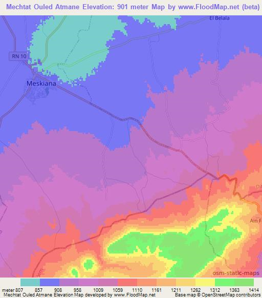 Mechtat Ouled Atmane,Algeria Elevation Map
