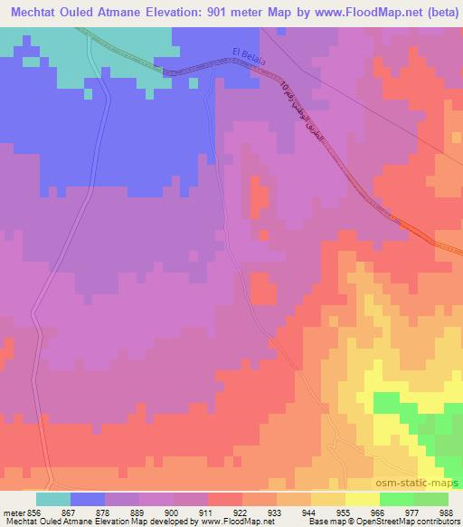 Mechtat Ouled Atmane,Algeria Elevation Map