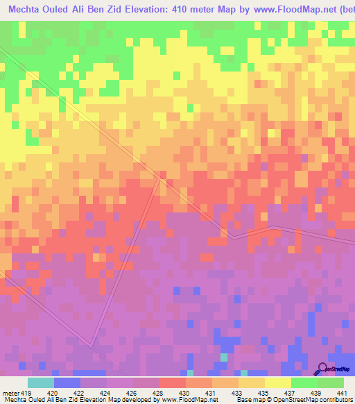 Mechta Ouled Ali Ben Zid,Algeria Elevation Map