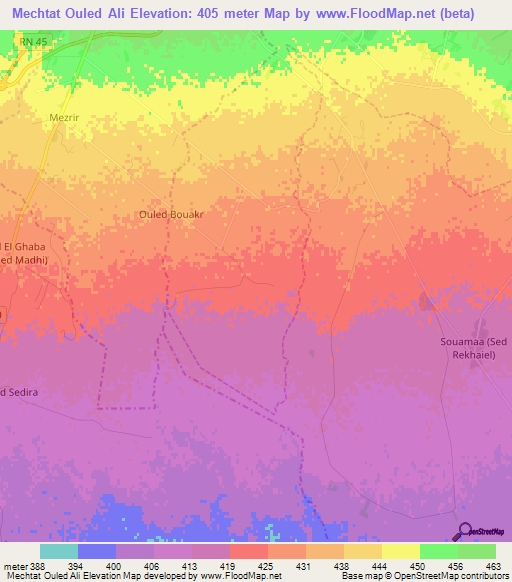 Mechtat Ouled Ali,Algeria Elevation Map