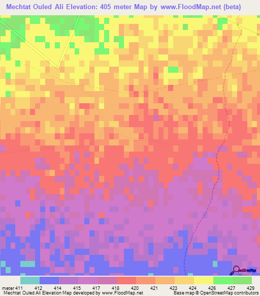 Mechtat Ouled Ali,Algeria Elevation Map