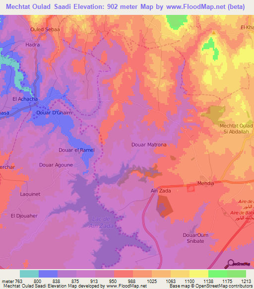 Mechtat Oulad Saadi,Algeria Elevation Map