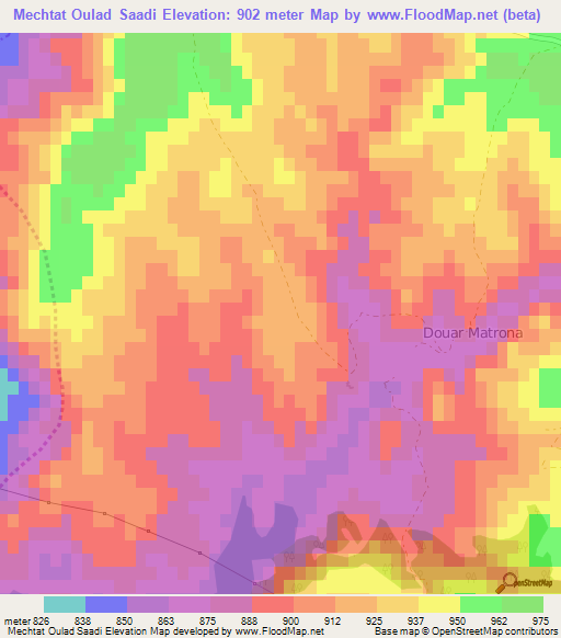 Mechtat Oulad Saadi,Algeria Elevation Map