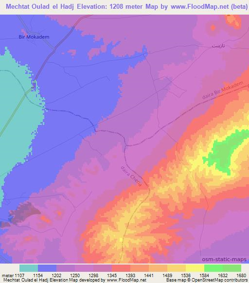 Mechtat Oulad el Hadj,Algeria Elevation Map