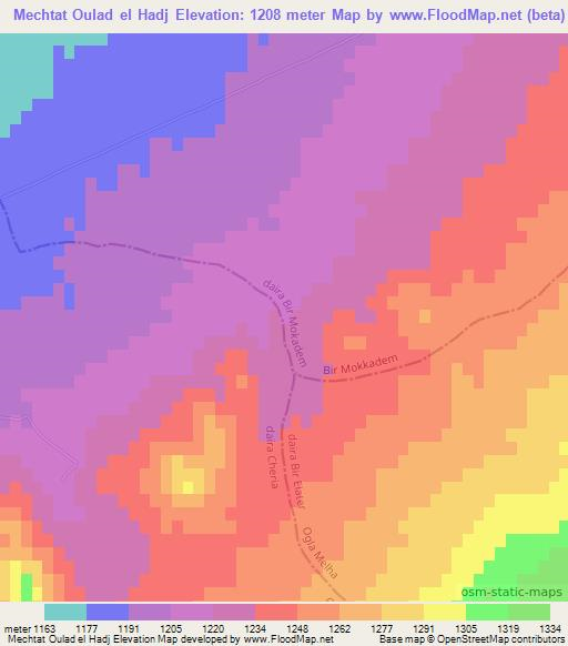 Mechtat Oulad el Hadj,Algeria Elevation Map