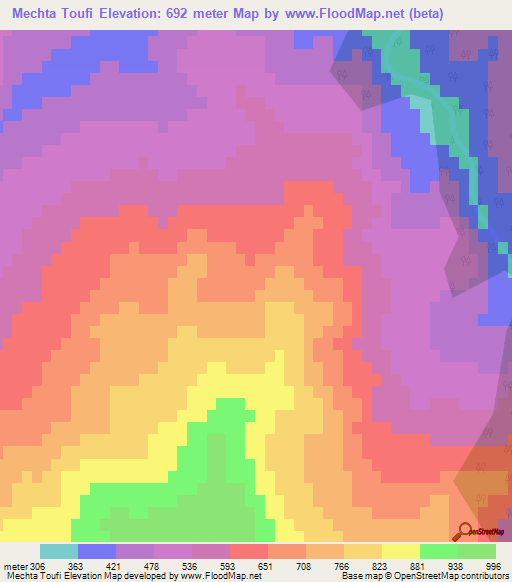 Mechta Toufi,Algeria Elevation Map