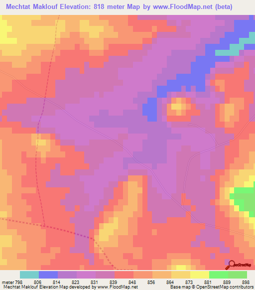 Mechtat Maklouf,Algeria Elevation Map