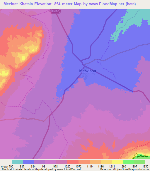 Mechtat Khatala,Algeria Elevation Map