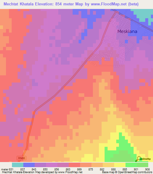 Mechtat Khatala,Algeria Elevation Map