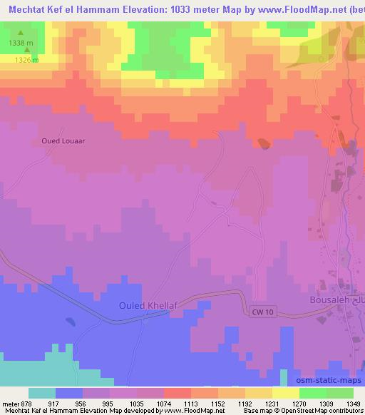 Mechtat Kef el Hammam,Algeria Elevation Map