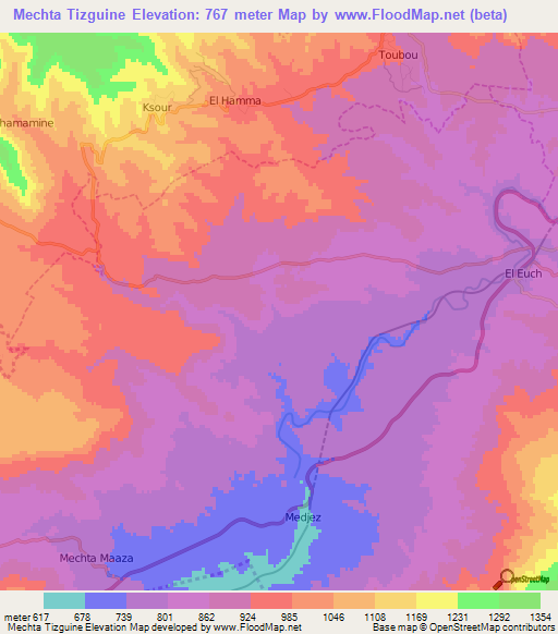 Mechta Tizguine,Algeria Elevation Map
