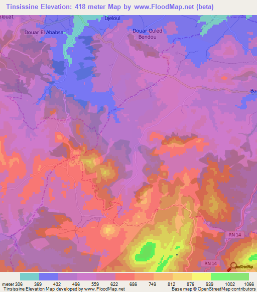 Tinsissine,Algeria Elevation Map