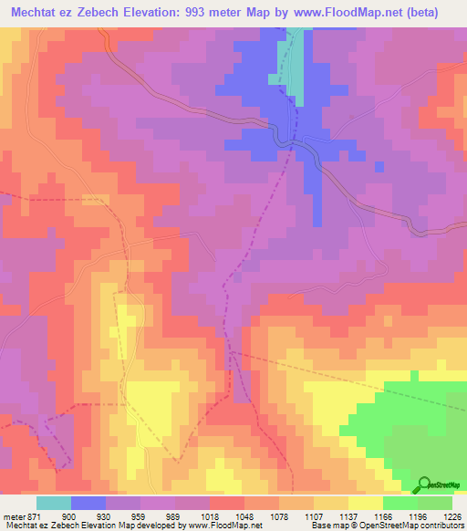 Mechtat ez Zebech,Algeria Elevation Map