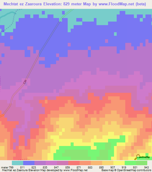 Mechtat ez Zaaroura,Algeria Elevation Map