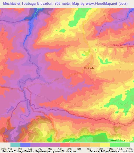 Mechtat et Toubaga,Algeria Elevation Map