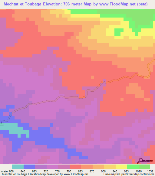 Mechtat et Toubaga,Algeria Elevation Map
