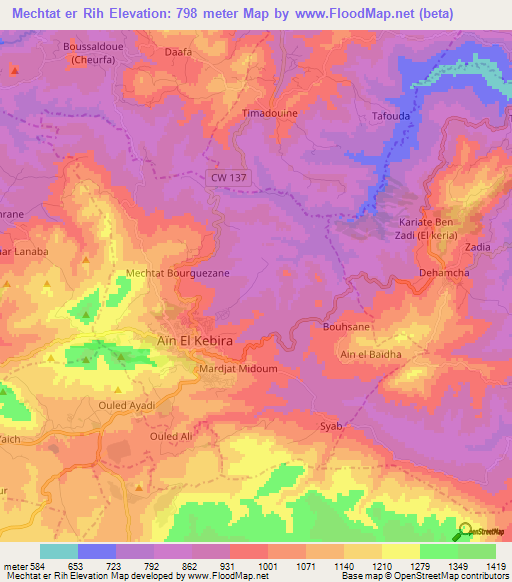 Mechtat er Rih,Algeria Elevation Map