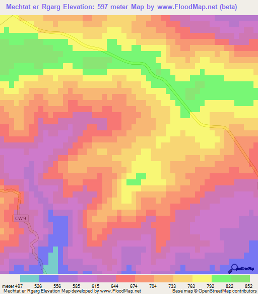 Mechtat er Rgarg,Algeria Elevation Map