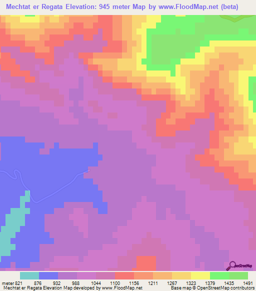 Mechtat er Regata,Algeria Elevation Map