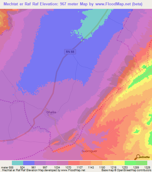 Mechtat er Raf Raf,Algeria Elevation Map