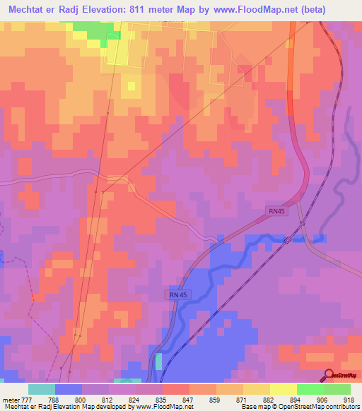 Mechtat er Radj,Algeria Elevation Map