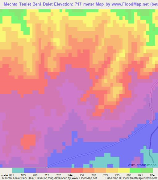 Mechta Teniet Beni Daiet,Algeria Elevation Map