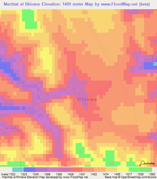 Mechtat el Rhirane,Algeria Elevation Map