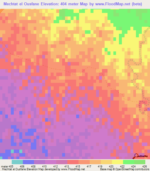 Mechtat el Ousfane,Algeria Elevation Map