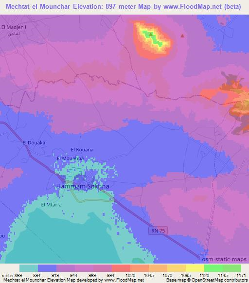 Mechtat el Mounchar,Algeria Elevation Map