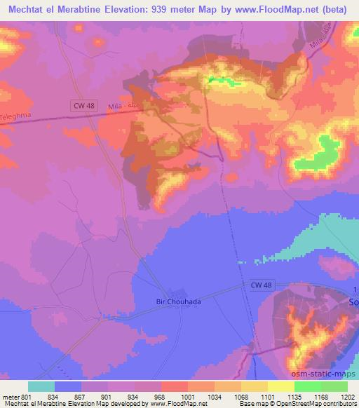 Mechtat el Merabtine,Algeria Elevation Map