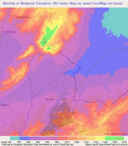 Mechtat el Medjerah,Algeria Elevation Map